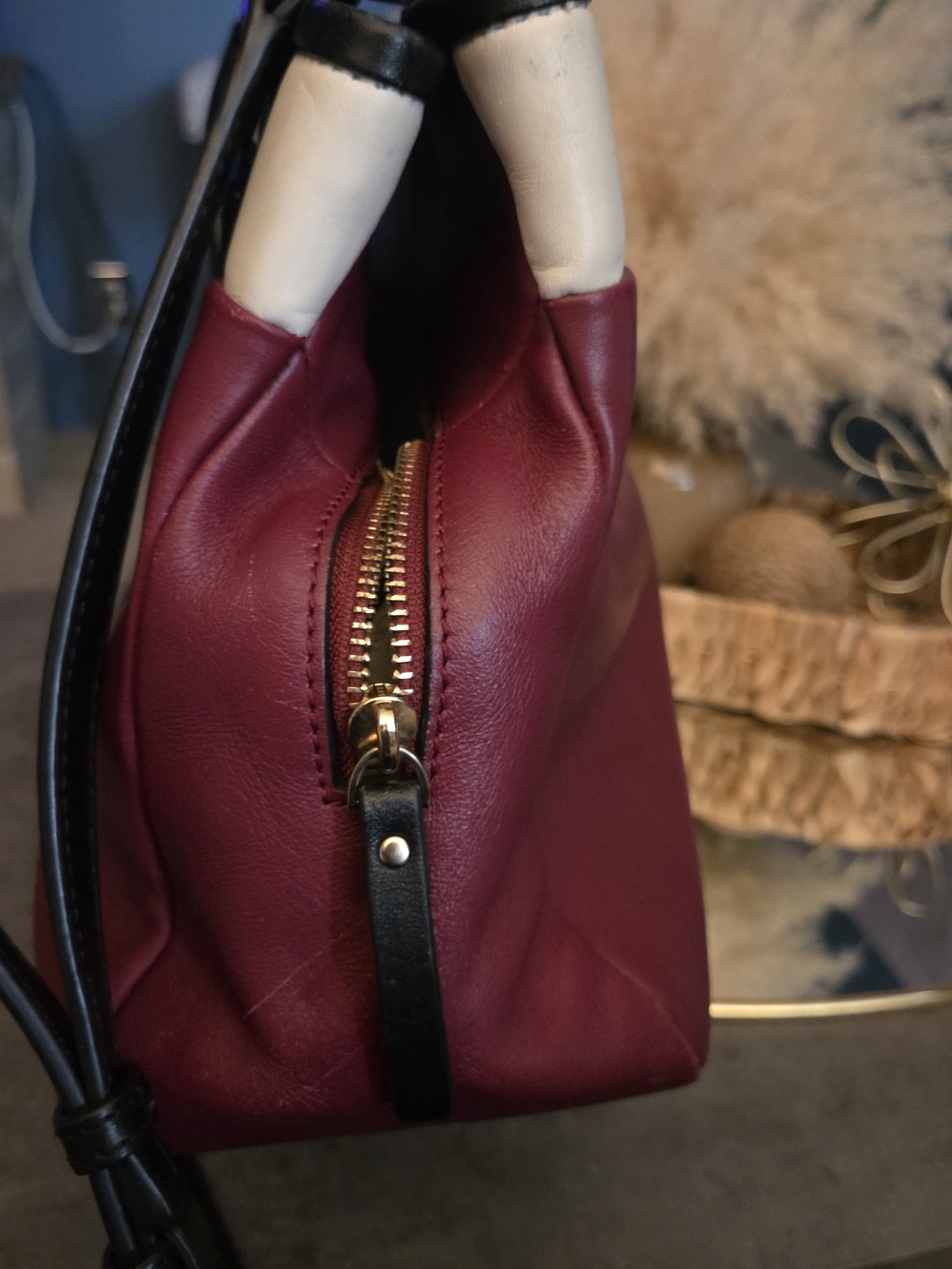 LOW START Kate Spade 2fer Satchel/Crossbody  Wallet Set Burgundy Cream Leather - Picture 15 of 17